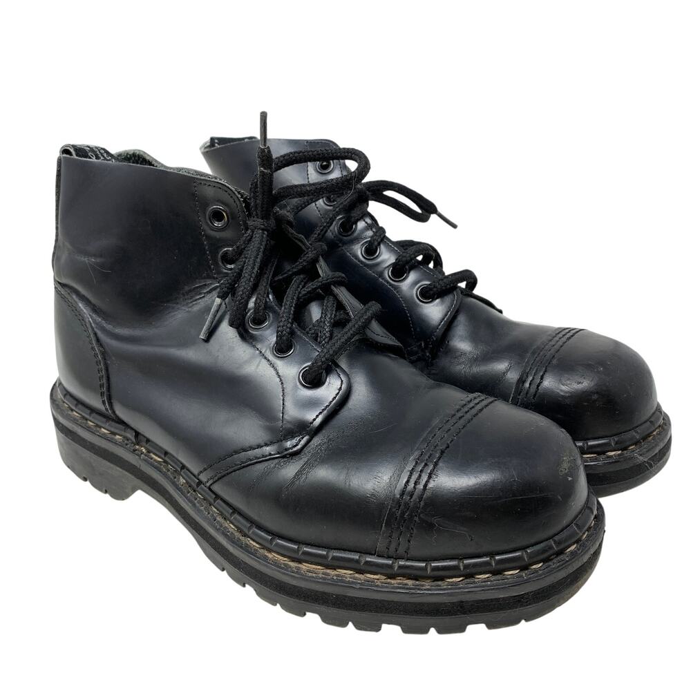 Vintage Gripfast Steel Toe Derby Boots Womens Size 6 Black Made In England